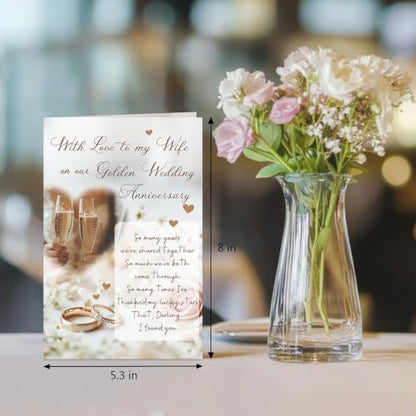 Romantic Golden Anniversary Card for Wife, 50th Wedding Anniversary Card for Wife from Husband, Many Years We've Shared Together - color: Golden Anniversary