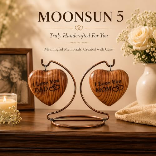 Wooden Dual Heart Keepsake Urn Mini Ash Small Handcrafted Cremation Urn