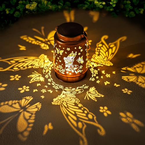 Fairy Solar Lanterns Outdoor Waterproof,Hanging Solar Lights Gifts for Women Mom Grandma Metal Decorative LED Lantern Outside for Yard,Patio,Lawn,Porch,Backyard,Garden Decor - style: F、1Pack-Fairy