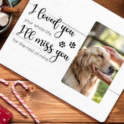 Pet Memorial Picture Frame Gifts for Loss of Dog, Dog Passed Away Gift, I Loved You Your Whole Life Gift Wooden Picture Frames, 4x6 inch Photo - color: Purple
