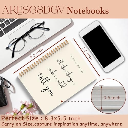 Grief Journal for Loss of Father, Memorial Gifts Notebooks for Note Taking, Loss of Father Sympathy Gift, Letters to My Dad Spiral Notebook 5.5x8.3 Inch - color: To Dad White