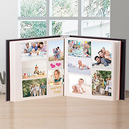 Large Photo Album Self Adhesive for 4x6 5x7 8x10 Pictures Magnetic Scrapbook Album 20 Sheets / 40 Pages Linen Cover DIY Photo Album with A Metallic Pen and and Plastic Board(Grey) - color: Grey, size: 11"x10.8" 40 Pages