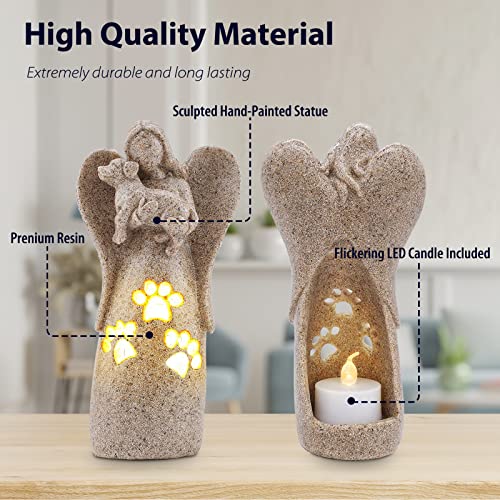 BEARAE Dog Memorial Gifts for Loss of Dogs, Pet Loss Sympathy Gifts, Dog Passing Away Bereavement Gift, Remembrance Grieving Dogs Angel Candle Holder Figurine Statue for Pet Lover - color: Grey #1