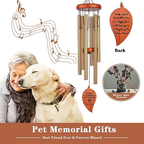 VENBEEL Pet Memorial Wind Chime, Dog Memorial Gifts for Loss of Dog, Pet Loss Sympathy Condolence Bereavement Passing Away Gift - color: B-leaf-gold