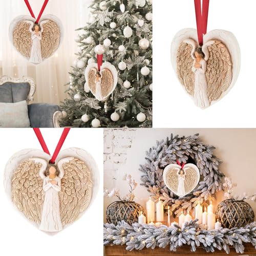 3D Angel Wings Figurines Ornaments for Christmas Tree - Memorial Ornaments for Loss of Loved One - Christmas in Heaven Sympathy Gifts for Guardian Angel - style: Angel