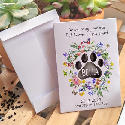 Custom Garden Memorial Gift Box - Celebration of Life Funeral Favors for Guests - Cat Dog Lover Memorial Seed Favors - Prefilled Seed Packets - Ready to Give - Pack of 50