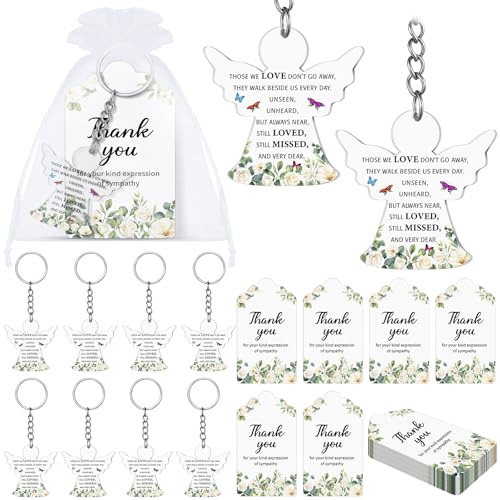 Equsion 60 Set Funeral Keychains for Guests Memorial Favors, Angel - style: Angel