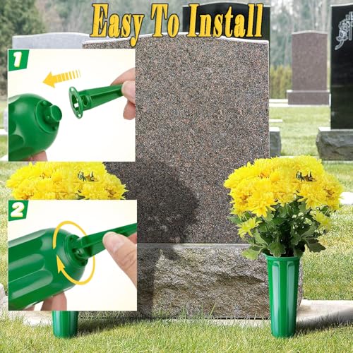 10-Pack Cemetery Vases with Spikes for Graves - color: Green