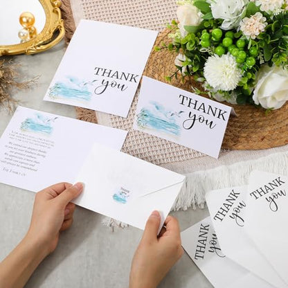 Fumete 50 Set Funeral Thank You Cards, Dove - style: Dove