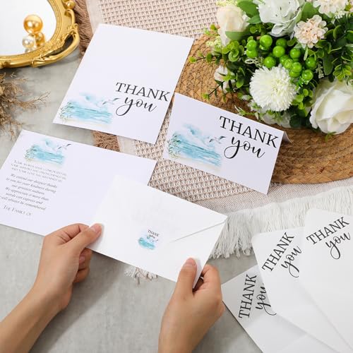 Fumete 50 Set Funeral Thank You Cards, Dove - style: Dove