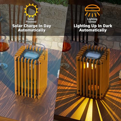 2-Pack Solar Lanterns Outdoor Hanging Portable Table Top Decorative Lamp DIY Lantern Lights Water-Resistant for Outside Patio Yard Garden Porch - style: Solar D