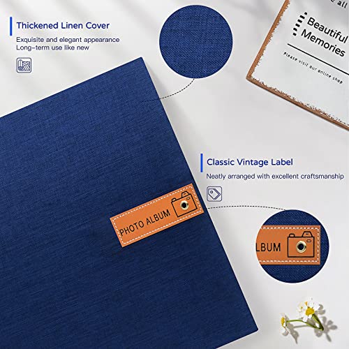 Popotop Large Photo Album Self Adhesive 4x6 5x7 8x10 Scrapbook Album DIY Picture Book,Gifts for Mom,Family Baby and Wedding,with Metal Pen and Plastic Board - color: Dark blue, size: 11.5"x10.6"40pages