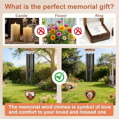 Wind Chimes for Outside,28'' Small Personalized Wind Chimes - size: 28'' Photo Frame Design