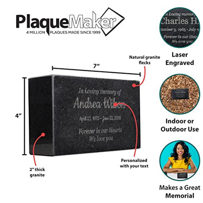 Customized In Loving Memory Black Granite Memorial or Sympathy Gift. Offered in a Variety of Sizes to Meet your Needs and Budget (7 x 4 x 2") - size: 7 x 4 x 2"