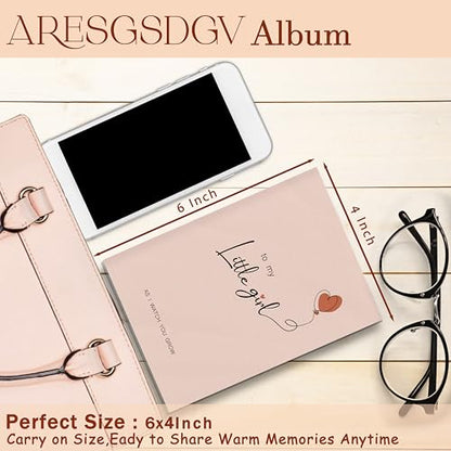 Baby Girl Photo Album 4x6 18 Pockets Photos, First Birthday Gifts for Girls, to My Little Girl Small Mini Photo Album Hold 36 Pictures Book for Baby Shower Newborn Family - color: Little Girl