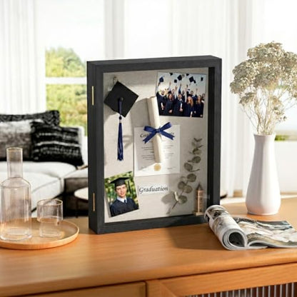 Love-KANKEI Deep Large Shadow Box 13x16.5,Solid Wood Frame,Memory Box,Black - color: Black, size: 13 x 16.5
