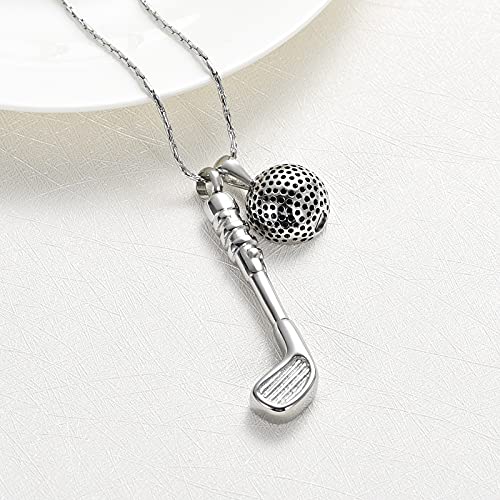 constantlife Cremation Golf Clubs Jewelry for Ashes Urn Necklace Keepsake 316L Stainless Steel Memorial Pendant - color: Golf Ball