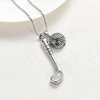 constantlife Cremation Golf Clubs Jewelry for Ashes Urn Necklace Keepsake 316L Stainless Steel Memorial Pendant - color: Golf Ball