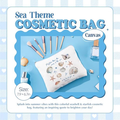 Gifts for Women, 8pcs Ocean Happy Birthday Gifts for Women, Christmas Ideas Inspirational Get Well Soon Gift Baskets Mothers Day Box w/Seashell Tote Bag for Her Mom Sister Friend Friendship - color: Blue