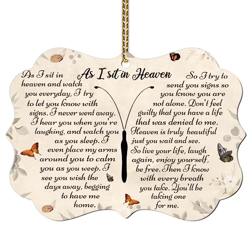 Hyturtle Sympathy Gift Memorial Butterfly Ornament - Butterfly Memorial Gifts for Loss of Loved One - Christmas Tree Cardinal Aluminum Ornament - color: Heaven 20