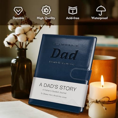 Artmag Dad's Life Story Journal with 250+ Prompt Questions, Family Keepsake Book Leather Cover for Dad to Share His Memories for Birthday Father's Day Christmas (Blue) - style: Dad's Life Story Journal （Blue）