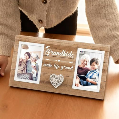 Grandparents Gifts, Birthday Gift for Grandma Photo Frame, Grandma Grandpa Gifts Picture Frame Holds 2pcs 4x6 Pictures - style: grandparents