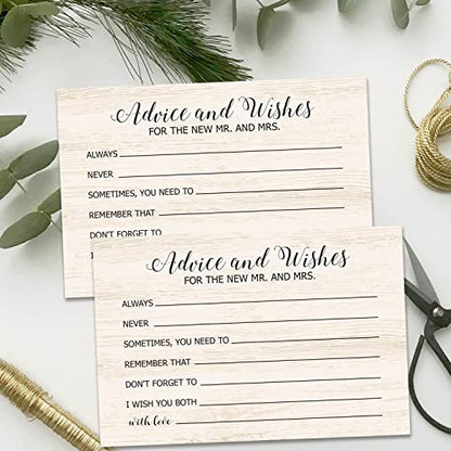 Advice and Wishes Cards for the New Mr and Mrs, Bride & Groom, Newlyweds, Wedding Advice Cards Perfect for Bridal Shower or Wedding, Wedding Guest Book Alternative, Pack of 50 4x6 Inch
