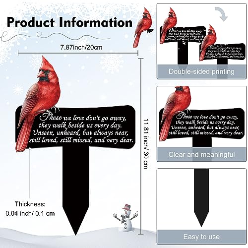 Hicarer Cardinals Grave Markers Cardinals Memorial Gift Metal Sympathy Stakes for Cemetery Memorial, Garden Yard, 11.8 x 7.87 Inch(Love Forever) - style: Love Forever