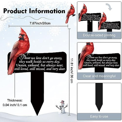 Hicarer Cardinals Grave Markers Cardinals Memorial Gift Metal Sympathy Stakes for Cemetery Memorial, Garden Yard, 11.8 x 7.87 Inch(Love Forever) - style: Love Forever