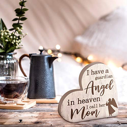 Sympathy Gift Memorial Wooden Heart Shaped Sign for Loss of Mother Bereavement Gift I Call Her Mom in Memory Loss of Loved Mom for Table Centerpieces Remembrance