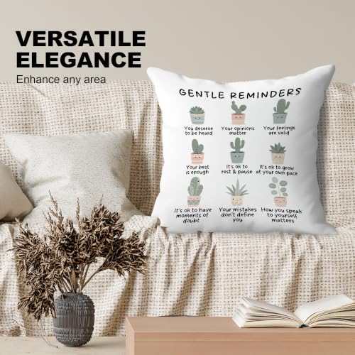 Gentle Reminders Plant Mental Health Pillow Cover 18x18 Double-Sided - color: Gentle Reminders