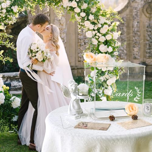 OurWarm Clear Card Boxes with Lock - Gift Card Box Money Box Holder for Reception, Anniversary, Shower, Rustic Wedding Decorations, Birthday, Graduation