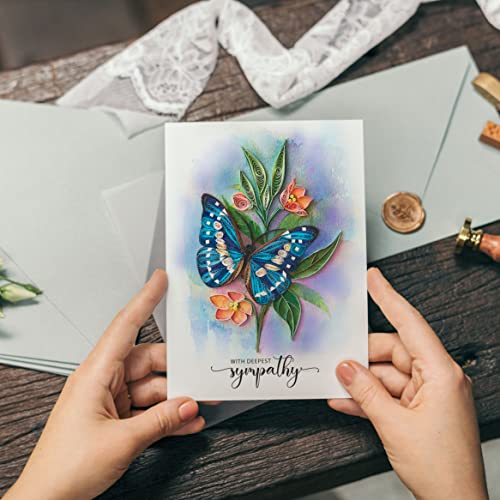 Butterfly Sympathy Card, Animal Pattern, 5in x 7in, Blank Inside, Envelope Included - color: Butterfly Sympathy