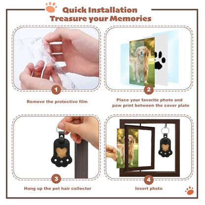 Dog Memorial Gifts for Loss of Dog Kits, Pet Memorial Kit Including 4×6 Photo Rotating Wooden Picture Frame, Paw Print Kit for Dogs and Cats, Dog Hair Keychain, Loss of Dog Sympathy Gift