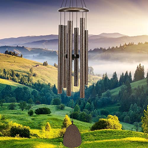 FSVGYY Wind-Chimes-Outdoor-Deep-Tone, Large Soothing Melodic Tones Windchimes, Wind Chimes for Outside, Memorial Wind Chime Best Gift for Mom Women Grandma Neighbors(32" Brown Coated Aluminum) - color: Brown, size: Luxury 32"