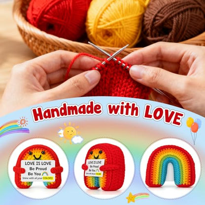 Gifts for Him Valentines Anniversary - Love is Love, Positive Pride Crochet Rainbow Inspirational Support Valentines Day Birthday Gift for Women Men Her Girlfriend Boyfriend Friend - color: Rainbow Proud