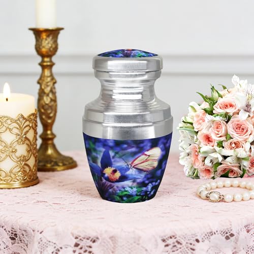 M MEILINXU Blue Butterfly Small Urns, Mini Urns for Human Ashes, Keepsake - color: Blue, size: Small / Keepsake