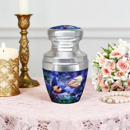 M MEILINXU Blue Butterfly Small Urns, Mini Urns for Human Ashes, Keepsake - color: Blue, size: Small / Keepsake