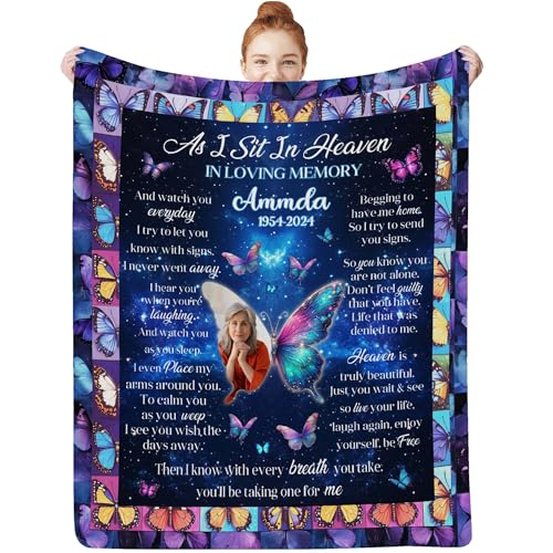 Custom Memorial Blanket with Photos for Loss of Loved One, in Loving Memory Gifts Personalized Sympathy Blanket for Loss of Dad Mom Grandma Grandpa Husband Wife Friends in Memory of Loved One Gifts - color: Memorial Blanket-13