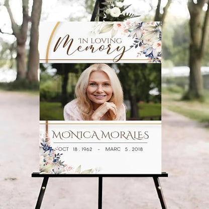 Minimal Funeral Welcome Sign, Floral Celebration of Life Welcome Sign, in Loving Memory Sign, Celebration of Life, Celebration of Life Sign, Memorial Sign with Photo,Funeral Welcome Sign #Tfo12 - color: Version #17