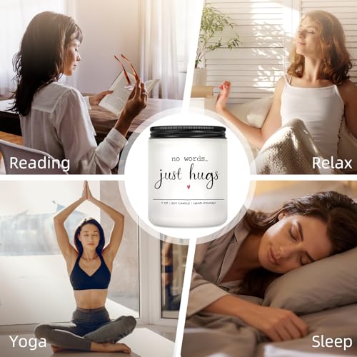 Sympathy Gifts for Loss of Loved One, No Words Just Hugs Candle, Lavender | Memorial Gifts, Bereavement Gift, Grief Think of You Condolence Get Well Gift, 7oz Lavender Scented Soy Wax Candle - color: Off-White