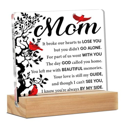 Mother Memorial Gifts in Loving Memory of Mom Desk Decor Sign | Sympathy Gift for Loss of Mom, Home Desk Decorative Sign, Clear, Acrylic, 4 x 4 Inches