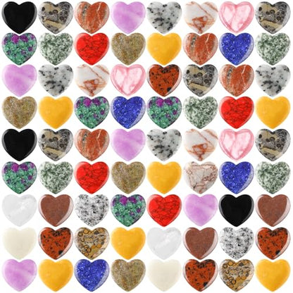 Nuenen 72 Pcs Heart Healing Stone 1.2 Inch Polished Healing Crystal Chakra Gems - size: 1.2 Inch