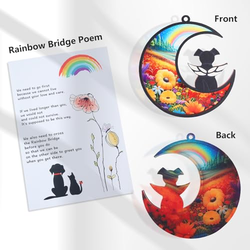 DIY Dog Angel Memorial Suncatcher with Sympathy Card,Rainbow Bridge Dog Memorial Gifts,Loss of Pet Sympathy Gift Dog,Dog Lovers Gifts for Women (2-Rainbow Bridge) - color: 2-rainbow Bridge