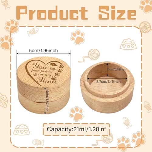 CREATCABIN Wooden Pet Hair Keepsake Box Heart Pet Fur Memorial Box Dog Cat Hair Ashes Container Custom Pets Small Mini Memorial Urn Loss Sympathy Gift for Storing Pet Hair Teeth Nails Ashes 2x1.6in - style: Heart