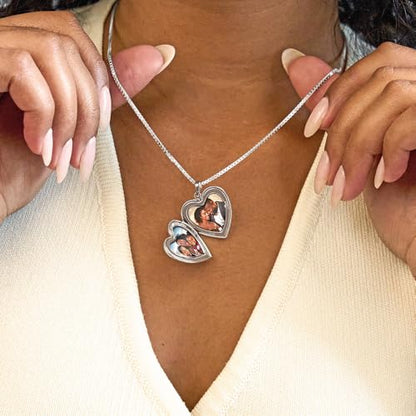 PicturesOnGold.com Heart Locket W/Diamond 2/3 Inch X 2/3 Inch Silver - style: Locket Only