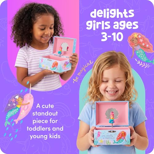 Giggle & Honey® Musical Mermaid Jewelry Box for Girls | Music Boxes for Little Girls, Toddler Jewelry Box for 4 Year Old Kids, Toys for Toddlers, Birthday Gifts for Kids 5-9 Years - style: Mermaid