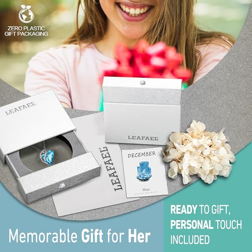 Leafael Gift Necklaces for Women, Infinity Love Birthstone Heart Crystal Pendant, Birthday Anniversary Jewelry for Wife, Mom, and Her, Silver Plated, 18" + 2" Adjustable Chain - color: 12a-December-Aquamarine Blue