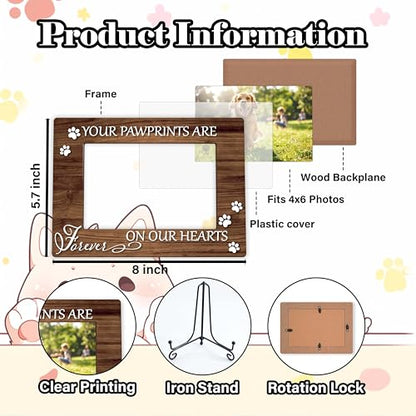 YSTEP Dog Memorial Picture Frame, Pet Loss Gift, Memorial Sympathy & Bereavement Gifts for Loss of Dogs, Pet Memorial Frame, Dog Wooden Photo Frames 4x6 In -G02 - style: Style 2