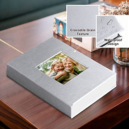 Ywlake Photo Album 4x6 100 Pockets 2 Packs, Small Mini Capacity Leather Photo Albums, Each Pack Holds 100 Top Loader Vertical Only Pictures Silver - color: Silver, size: 100 Photos/2PK
